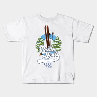 Brian Head Utah to ski logo Kids T-Shirt